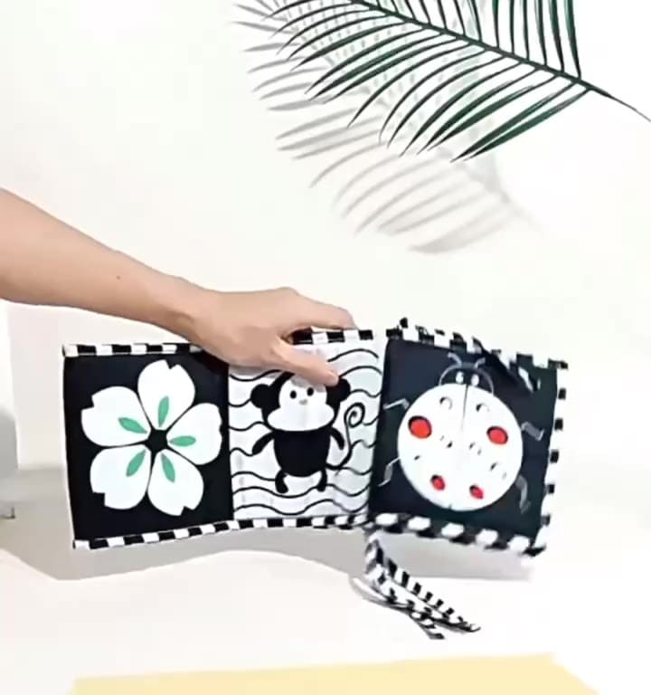 Livro De Pano Macio Para Bebês Alto Contraste Preto E Branco Sensorial Brinquedos De Pequeno Porte
