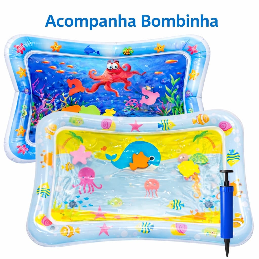 Tapete Infantil de Água Inflável para Bebê Sensorial Coordenação Motora Brinquedo Educativo